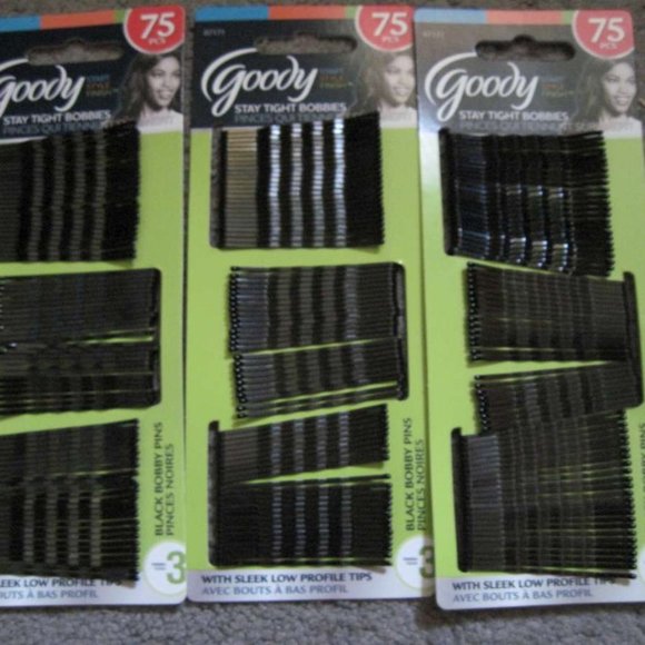 Goody Black Stay Tight Hold Metal Bobby Hair Pins Bobbies Secure Style Ball Tips - Picture 1 of 2